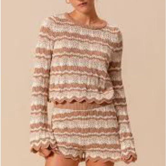 Hippie Rose Pants - Hippie Rose Brown and Cream Knit Top